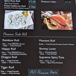 Menu as of Oct 2022