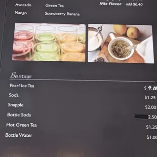 Menu as of Oct 2022
