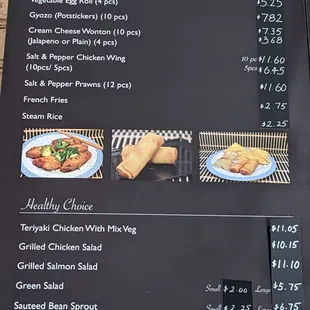 Menu as of Oct 2022