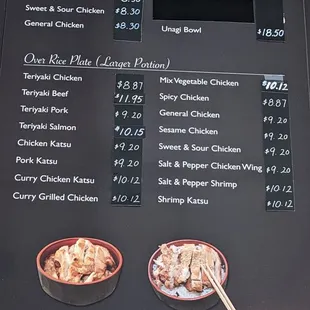 Menu as of Oct 2022