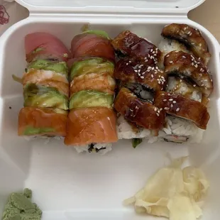 Rainbow Roll and Unagi Roll