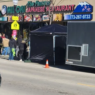 Chicago Fire filming at our favorite Japa nese restaurant.