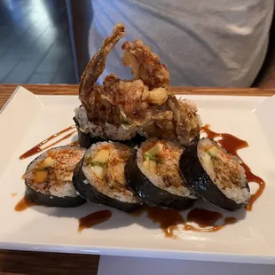 a plate of sushi