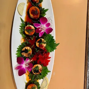 Delicate monkfish liver with beautiful plating