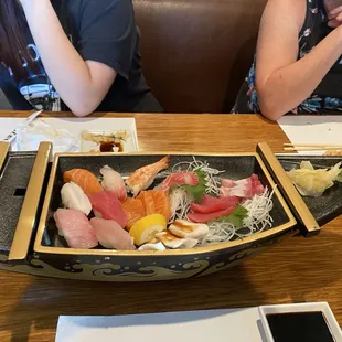 Boat load of Sashimi and Nigiri.