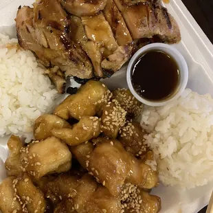 Chicken teriyaki and Honey sesame ch