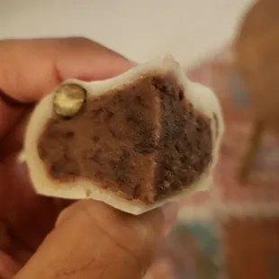 Interior of daifuku ($5), vegan by default. Fresh and delicious red bean mochi.