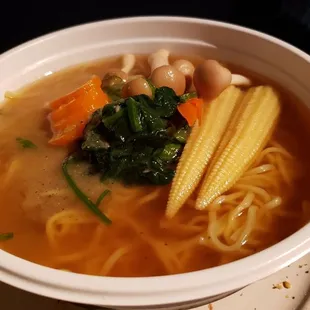 Witches noodles ($15), vegan by default. Tasty, but felt like a soupy Chinese noodle stir fry. The miso doesn't come through.