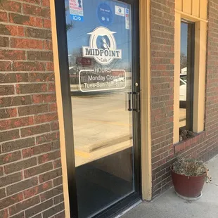 the entrance to the restaurant