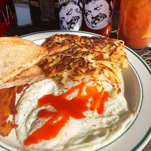 Their Basic Breakfast Plus with house made hot sauces!