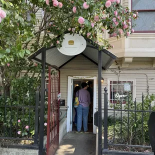 the entrance to the restaurant