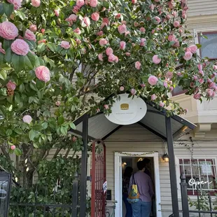 the entrance to the restaurant