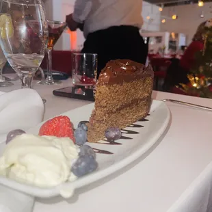 a slice of chocolate cake on a plate