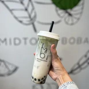 Matcha Milk Tea with oat milk and boba ($9.14)