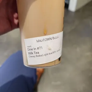 $6.72 Milk Tea Boba - Customize your order for light ice and 50% less sugar