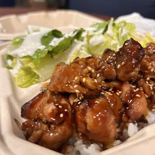 Teriyaki chicken over rice