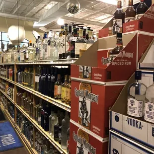 shelves of liquor