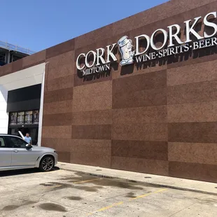 a car parked in front of a building