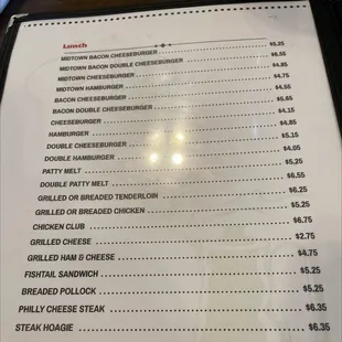 menu