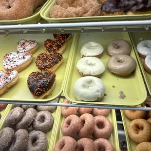 a variety of doughnuts on display