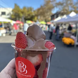 Dipped Delights: milk chocolate drizzled over fresh berries!