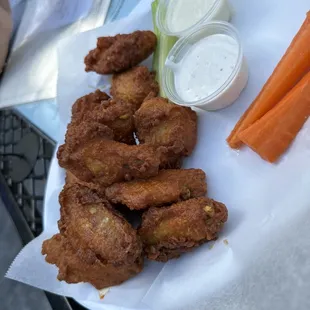 12-piece of Buffalo wings w/ranch and bleu cheese dressings