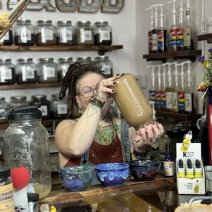Sarah mixing up Kava for us
