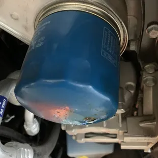 Oil on the filter. notice it is a factory part