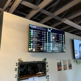 the menus on the wall