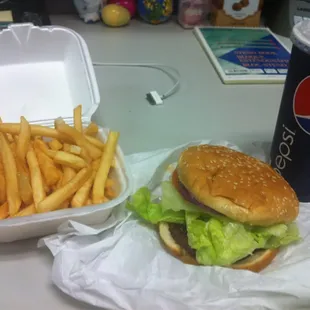 My curry chicken, NOT! Hamburger, Fries and drink combo $4.99