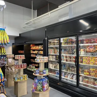 a variety of products in a store