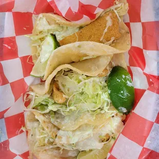3 fish tacos for $6