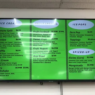 Zero menu