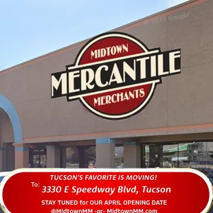 Midtown Mercantile Merchants has MOVED!   Our new address: 3330 E Speedway (just east of Country Club) in Tucson, AZ 85716