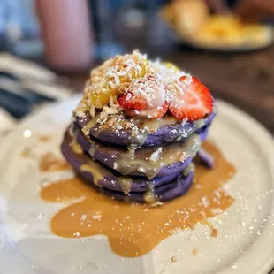 IG: @abbyandmattyeats | ube pancakes