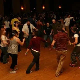 a group of people dancing