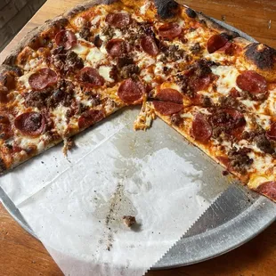 Three meat pizza