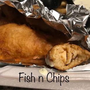 fish and chips in foil