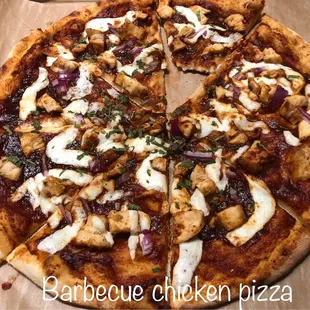 Barbecue chicken pizza with very very light sauce