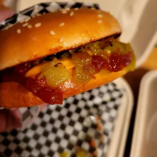 Bbq green chile cheeseburger