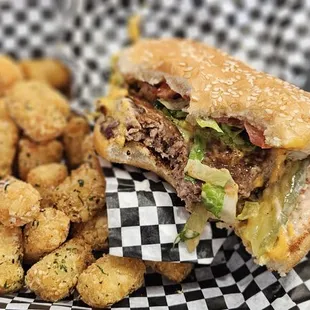 Getting into the burger!