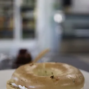 Jalapeño bagel with v cream cheese
