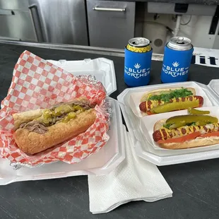 Italian beef and chicago dogs