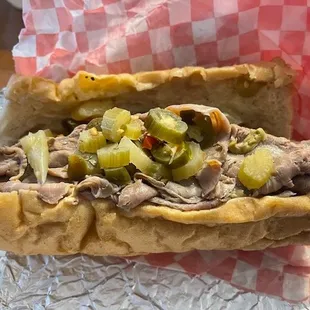 Italian beef with giardiniera.