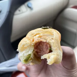 Inside Croissant Sausage Roll with Cheese