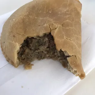 Inside of Cajun meat pie