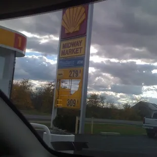a gas station and a truck