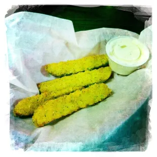 Fried pickles with ranch. Yummy!!!