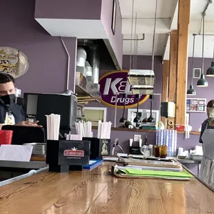 a man and a woman in a restaurant