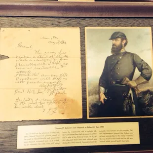 General Thomas J. "Stonewall" Jackson's last dispatch to General Robert E. Lee - 1863